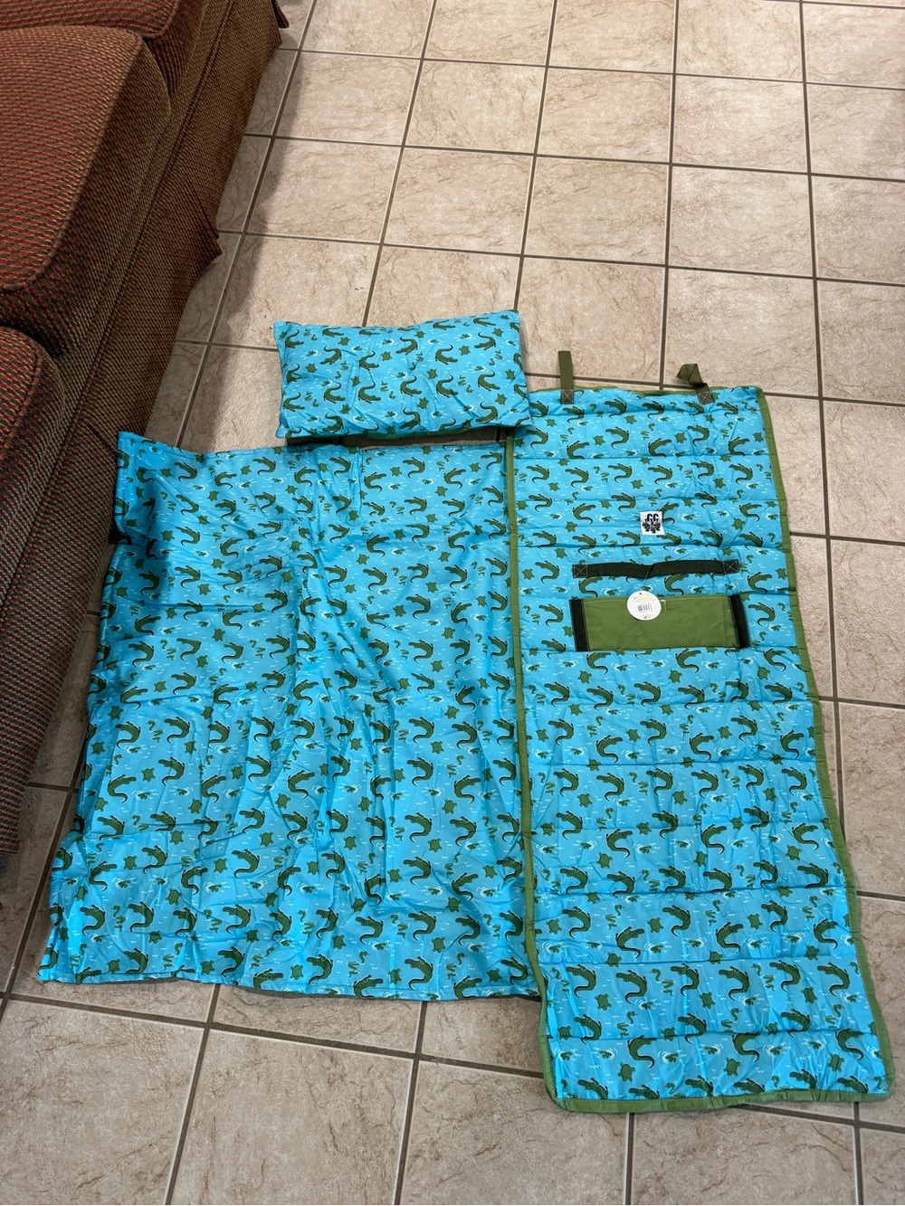 Kids Alligator Nap Mat with Blanket & Pillow – Preschool Kindergarten - Picture 5 of 6